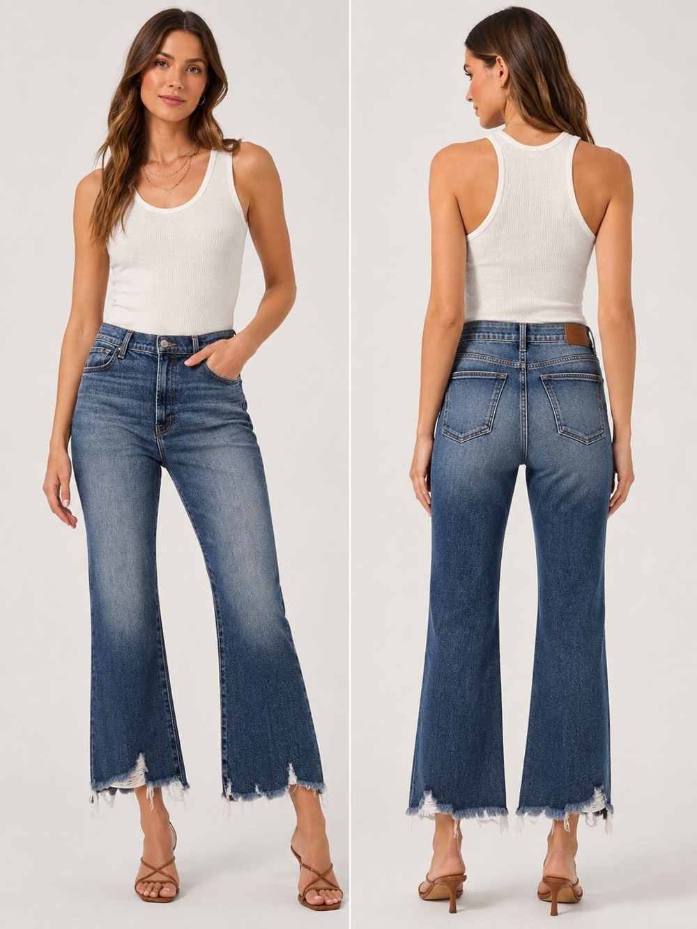 J Brand Women’s High-Rise Raw Hem Flare Jeans - Blue